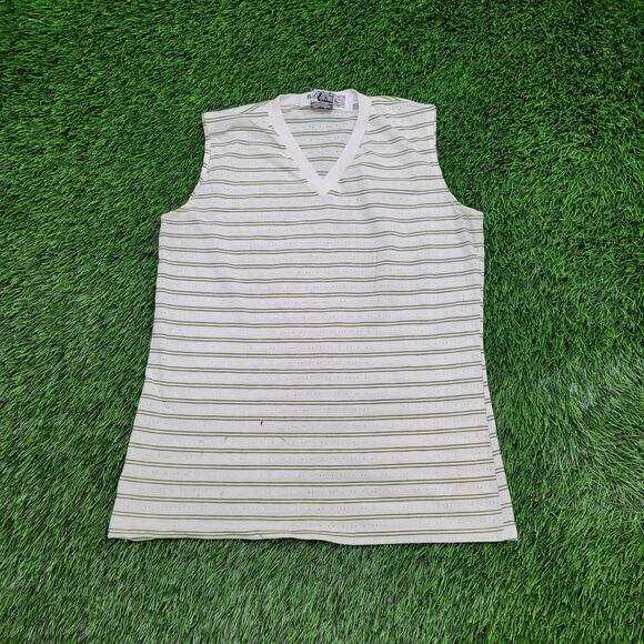 Vintage 90s MOD Blank Stripes Shirt Teens Large 17x23 Green - Picture 1 of 13